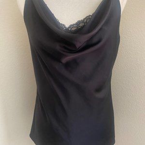 WHBM Black Shell w/Lace Straps Top Size S